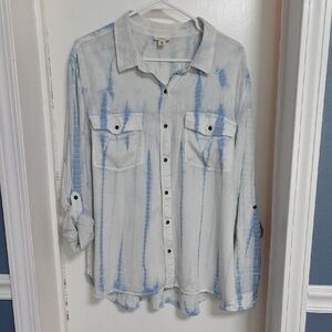 a.n.a Womens Long Sleeve Button Down Shirt